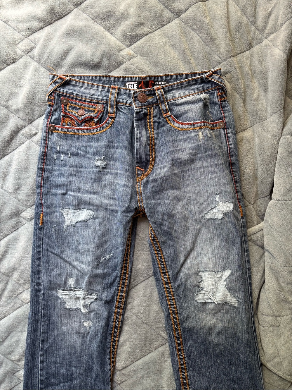 Men's Distressed True Religion Jeans